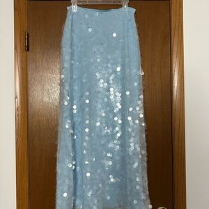 REVOLVE Shimmering Blue Maxi Skirt